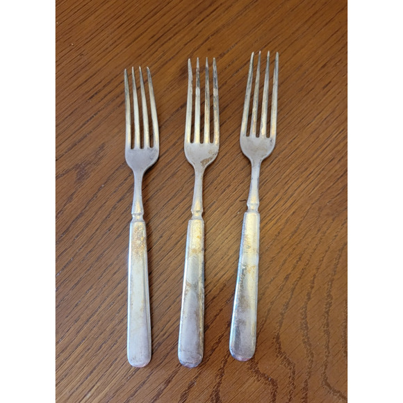 Lot of 3 Vintage Antique 1857 A S CO. # 16 Silvertone Flatware Dinner Forks - Picture 1 of 6